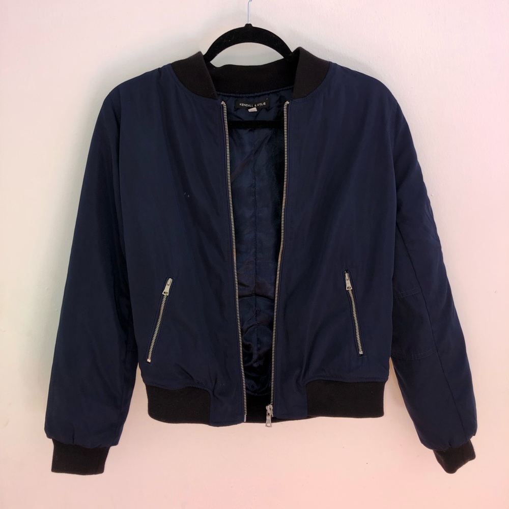 Navy blue bomber jacket